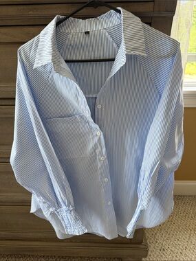 Light Blue Striped Button-Down Shirt